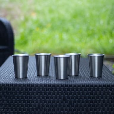 5x Mukit ruostumattomasta teräksestä juomakuppi (350ml)