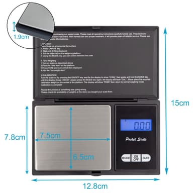 Tarkkuusvaaka 500g elektroninen taskuvaaka (musta)