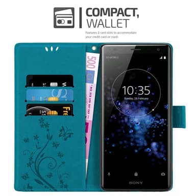 Sony Xperia XZ2 Suojakuori Lompakkokotelo (Sininen)