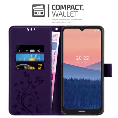 Nokia C21 Suojakuori Lompakkokotelo (Violetti)