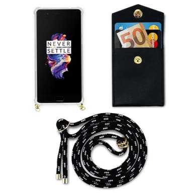 OnePlus 5 Suojakuori Kotelo Ketju (Musta)