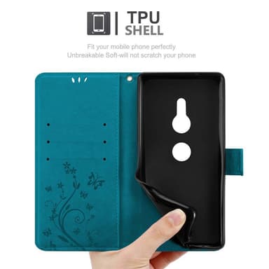 Sony Xperia XZ2 Suojakuori Lompakkokotelo (Sininen)
