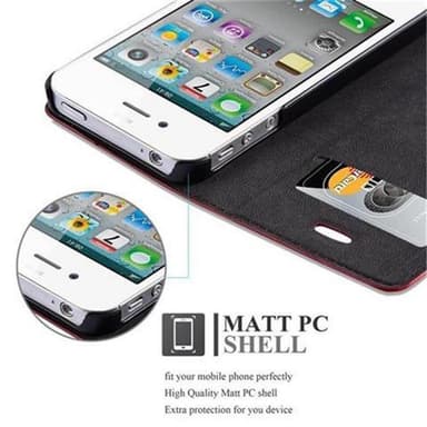 iPhone 4 / 4S Suojakuori Lompakkokotelo (Punainen)