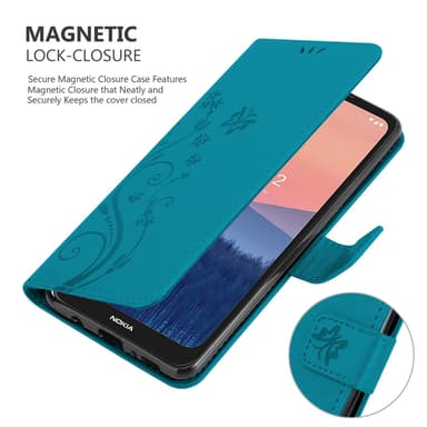 Nokia C21 Suojakuori Lompakkokotelo (Sininen)