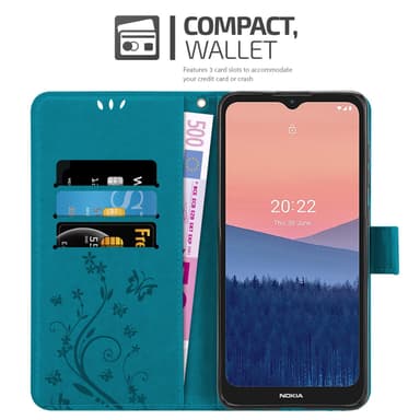 Nokia C21 Suojakuori Lompakkokotelo (Sininen)