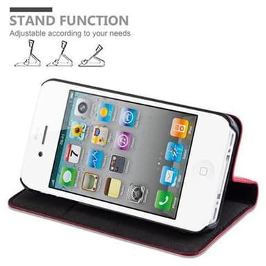 iPhone 4 / 4S Suojakuori Lompakkokotelo (Punainen)