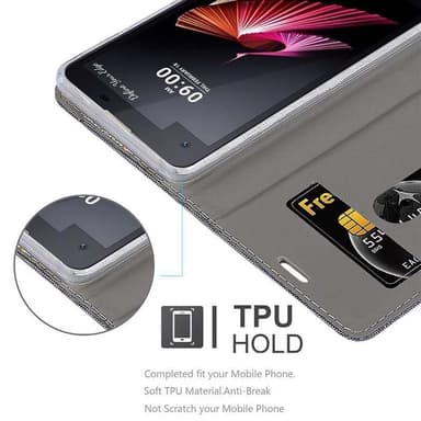 LG X SCREEN Suojakuori Lompakkokotelo (harmaa)