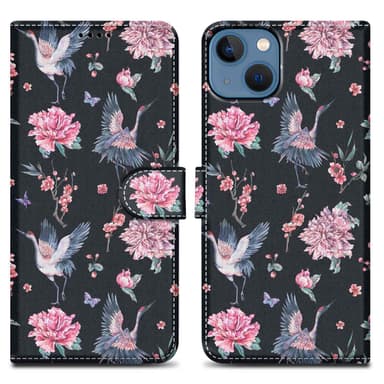 iPhone 14 PLUS Suojakuori Lompakkokotelo (Musta)