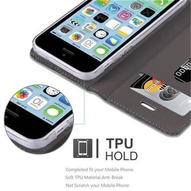 iPhone 5C Suojakuori Lompakkokotelo (harmaa)