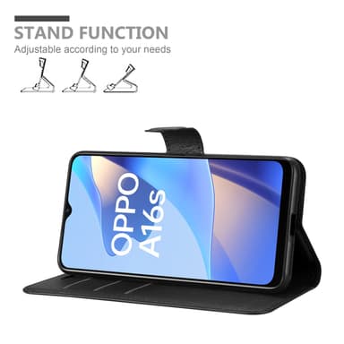 Oppo A16s / A54s Suojakuori Lompakkokotelo (Musta)
