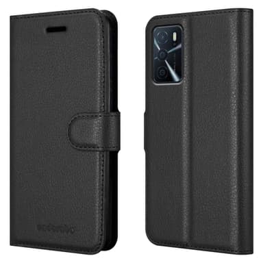 Oppo A16s / A54s Suojakuori Lompakkokotelo (Musta)