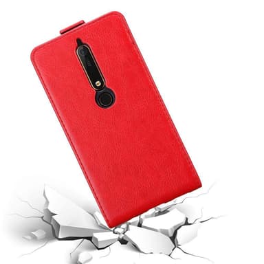 Nokia 6.1 Suojakuori Lompakkokotelo (Punainen)