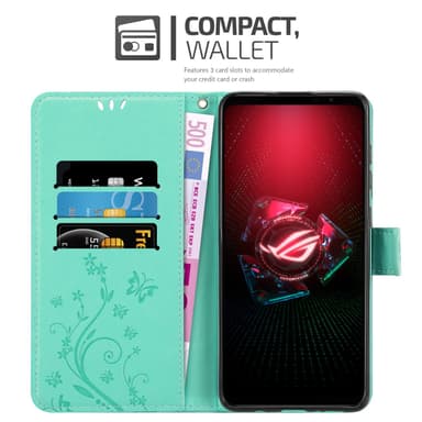 Asus ROG Phone 5 Suojakuori Lompakkokotelo (Turkoosi)