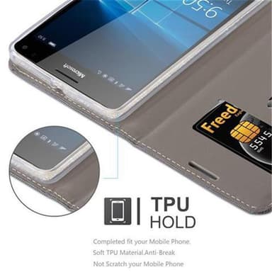 Nokia Lumia 950 XL Suojakuori Lompakkokotelo (harmaa)