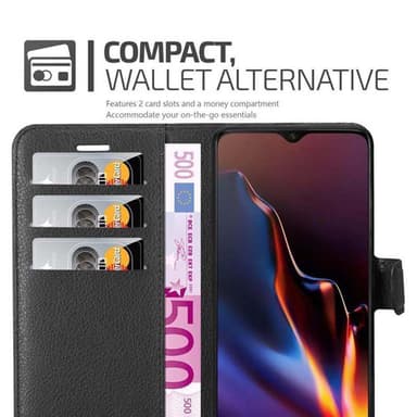OnePlus 6T Suojakuori Lompakkokotelo (Musta)