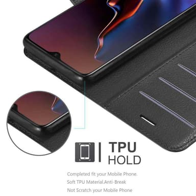 OnePlus 6T Suojakuori Lompakkokotelo (Musta)