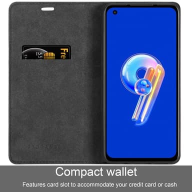 Asus ZenFone 9 Suojakuori Lompakkokotelo (Musta)