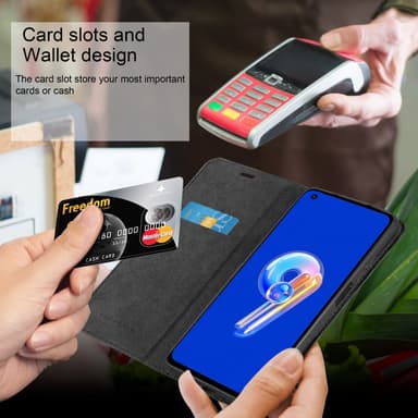 Asus ZenFone 9 Suojakuori Lompakkokotelo (Musta)