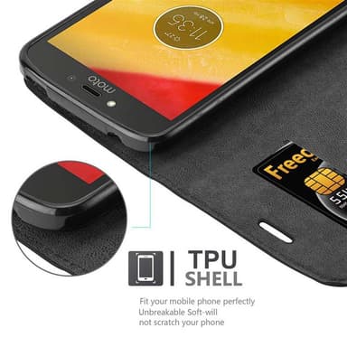 Motorola MOTO C PLUS Suojakuori Lompakkokotelo (Musta)
