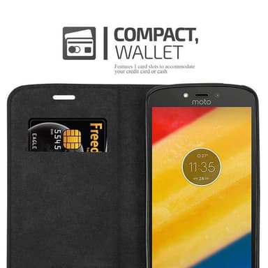 Motorola MOTO C PLUS Suojakuori Lompakkokotelo (Musta)