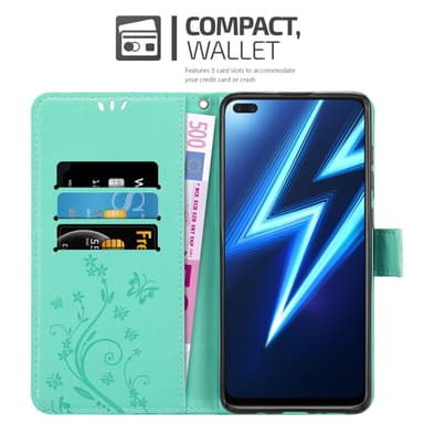 Realme 6 PRO Suojakuori Lompakkokotelo (Turkoosi)