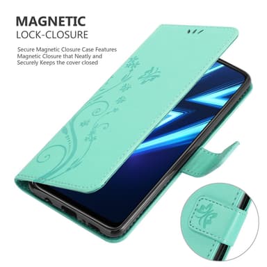 Realme 6 PRO Suojakuori Lompakkokotelo (Turkoosi)