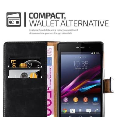 Sony Xperia Z1 Suojakuori Lompakkokotelo (Musta)