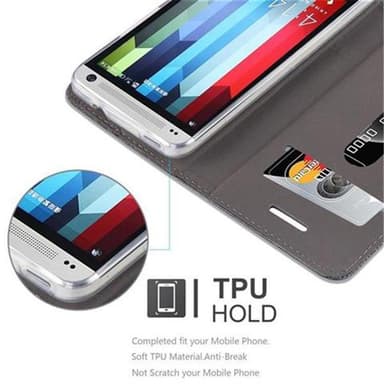 HTC ONE M7 Suojakuori Lompakkokotelo (harmaa)