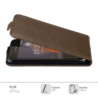 Nokia 1 2018 Suojakuori Lompakkokotelo (Ruskea)