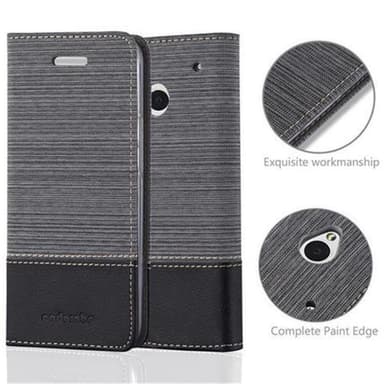HTC ONE M7 Suojakuori Lompakkokotelo (harmaa)