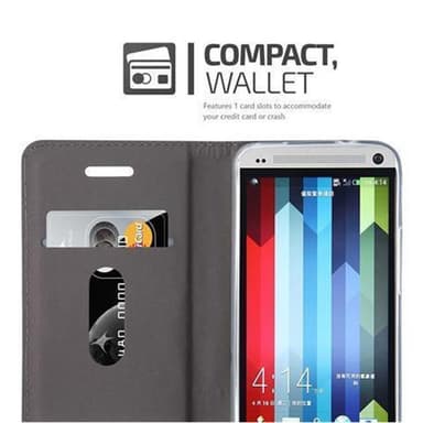 HTC ONE M7 Suojakuori Lompakkokotelo (harmaa)