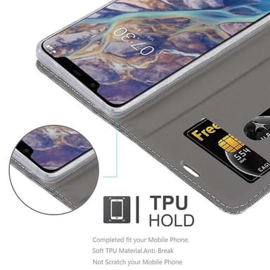 Nokia 7.1 PLUS / X7 Suojakuori Lompakkokotelo (harmaa)