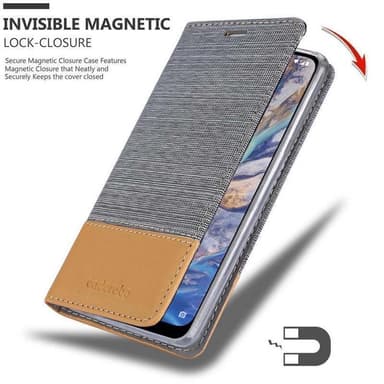 Nokia 7.1 PLUS / X7 Suojakuori Lompakkokotelo (harmaa)
