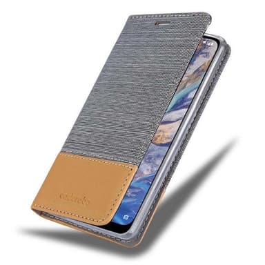 Nokia 7.1 PLUS / X7 Suojakuori Lompakkokotelo (harmaa)