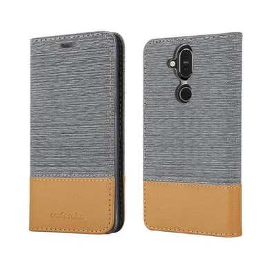 Nokia 7.1 PLUS / X7 Suojakuori Lompakkokotelo (harmaa)