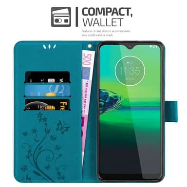 Motorola MOTO G8 Suojakuori Lompakkokotelo (Sininen)