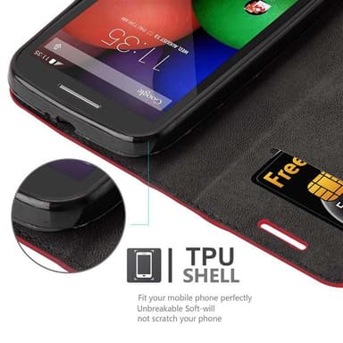 Motorola MOTO E1 Suojakuori Lompakkokotelo (Punainen)