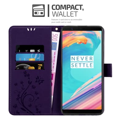 OnePlus 5T Suojakuori Lompakkokotelo (Violetti)
