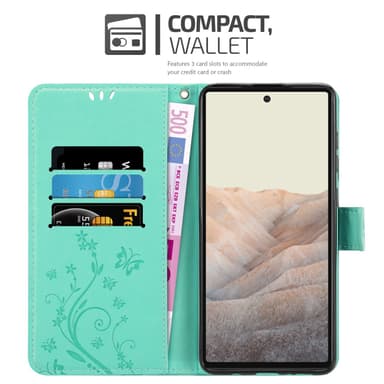 Google PIXEL 6 Suojakuori Lompakkokotelo (Turkoosi)