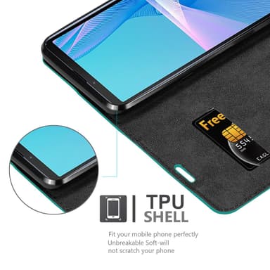 Sony Xperia 10 III Suojakuori Lompakkokotelo (Turkoosi)