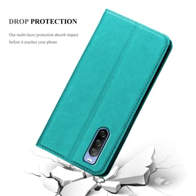 Sony Xperia 10 III Suojakuori Lompakkokotelo (Turkoosi)