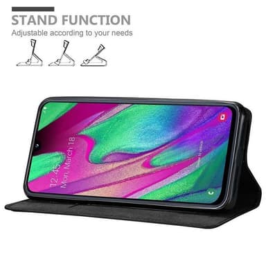 Samsung Galaxy A40 Suojakuori Lompakkokotelo (Musta)