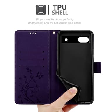 Google PIXEL 6A Suojakuori Lompakkokotelo (Violetti)