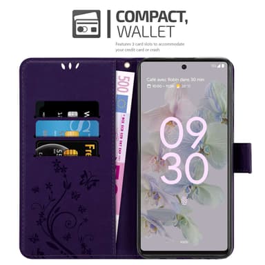 Google PIXEL 6A Suojakuori Lompakkokotelo (Violetti)