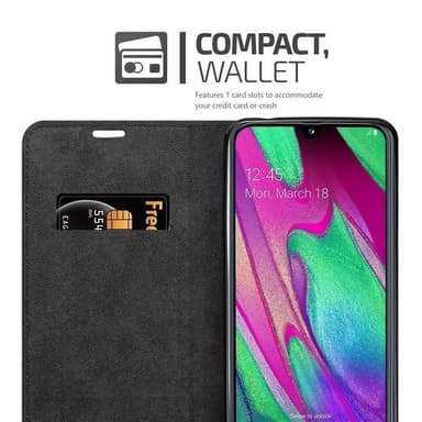 Samsung Galaxy A40 Suojakuori Lompakkokotelo (Musta)
