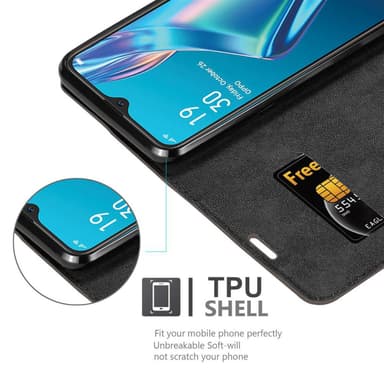 Oppo A12 Suojakuori Lompakkokotelo (Ruskea)