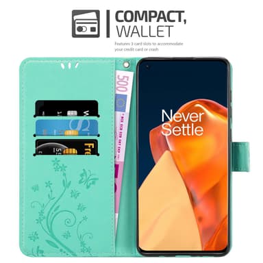 OnePlus 9 PRO Suojakuori Lompakkokotelo (Turkoosi)