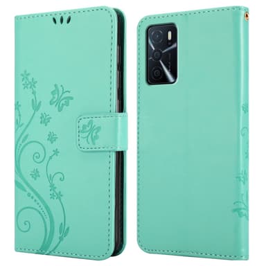 Oppo A16s / A54s Suojakuori Lompakkokotelo (Turkoosi)