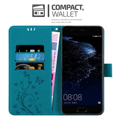 Huawei P10 Suojakuori Lompakkokotelo (Sininen)