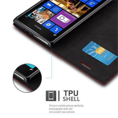 Nokia Lumia 925 Suojakuori Lompakkokotelo (Punainen)